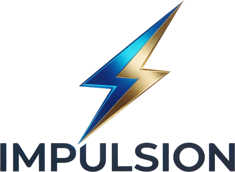 Logo IMPULSION : éclair bleu et or